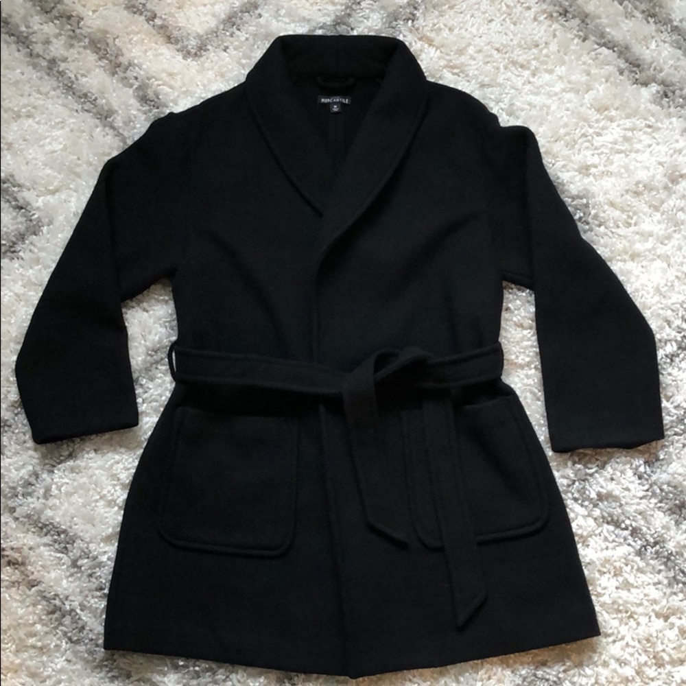J Crew Mercantile Wrap Coat Black Size Medium